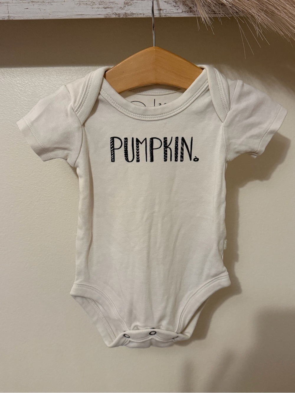 Finn + Emma Organic Cotton Pumpkin Graphic Baby Bodysuit Off-White 3-6M